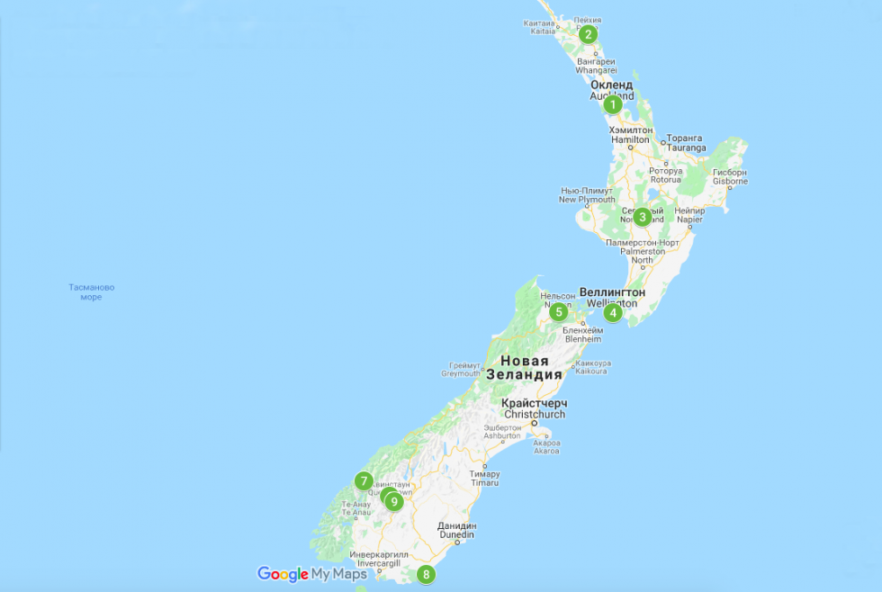 Карта новой зеландии